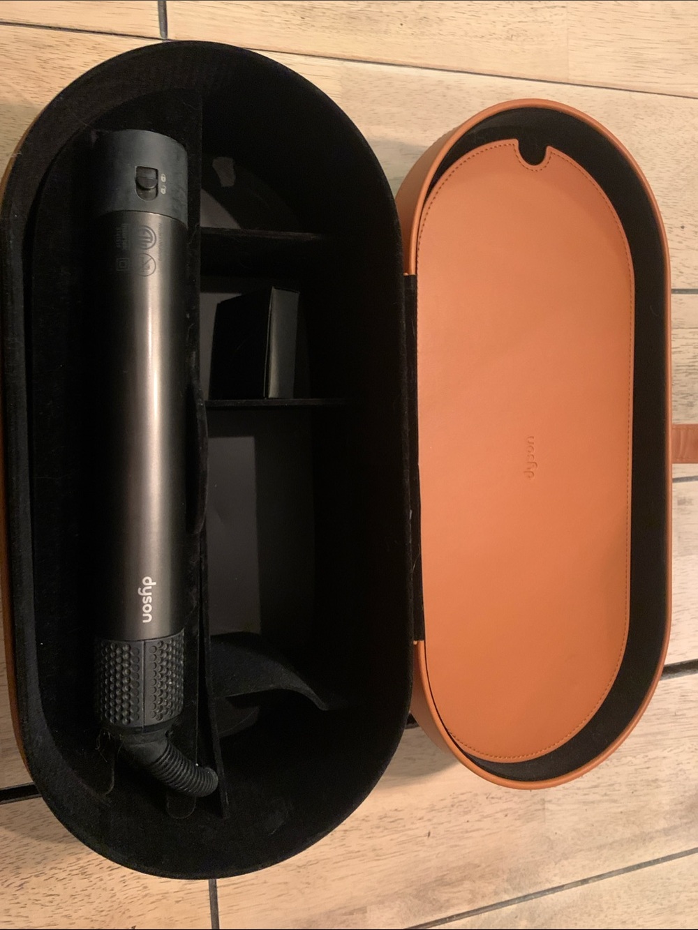 Dyson matte black hair styler with travel case